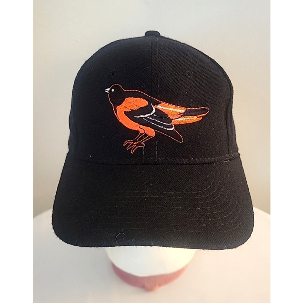 VTG 90s Baltimore Orioles New Era Major League Pro Mod Black Wool Cap Mens 7 1/4